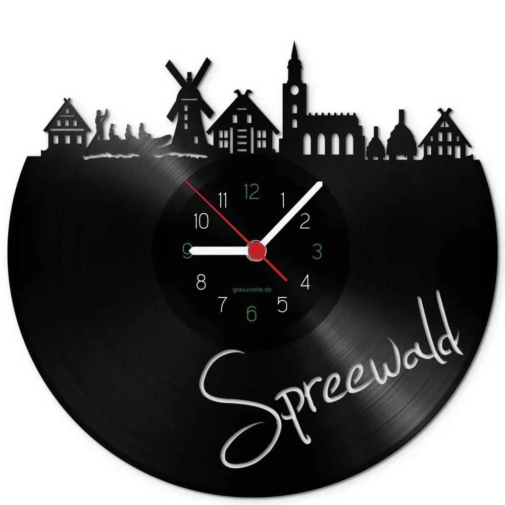 Wanduhr aus Vinyl Skyline Spreewald