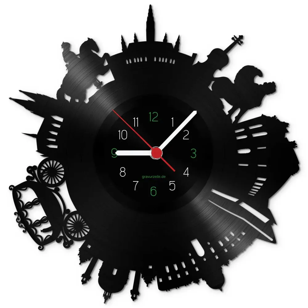 Wanduhr aus Vinyl Skyline Wien 2017