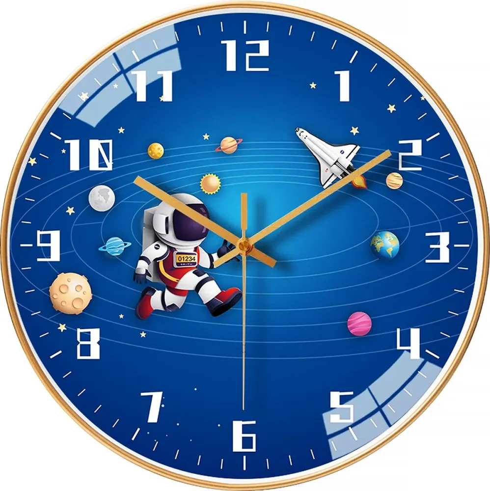 Wanduhr für Kinder - Lautlose Uhr - 30,5 cm - Kosmos