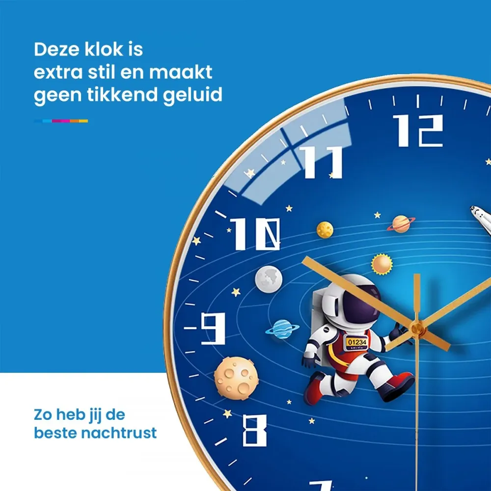 Wanduhr für Kinder - Lautlose Uhr - 30,5 cm - Kosmos