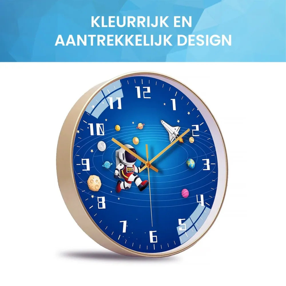 Wanduhr für Kinder - Lautlose Uhr - 30,5 cm - Kosmos