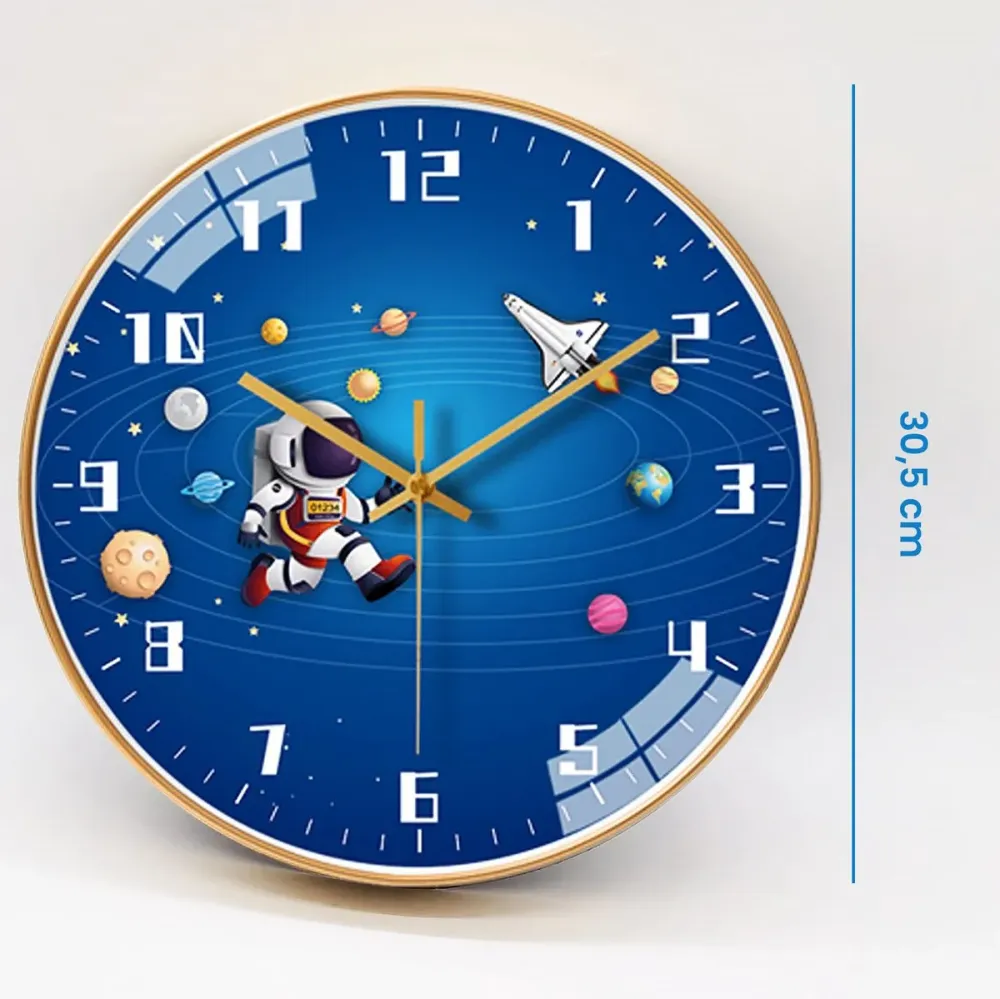Wanduhr für Kinder - Lautlose Uhr - 30,5 cm - Kosmos