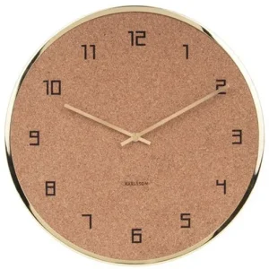 Wanduhr Kork Gold
