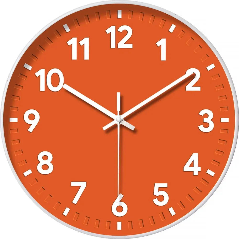 Wanduhr Modern - Lautlose Uhr - 30 cm - Orange