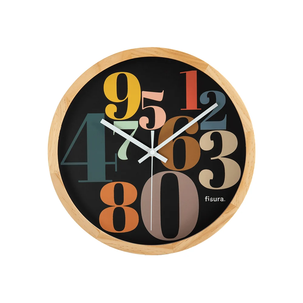 Wanduhr „Numbers Multicolor“ Schwarz