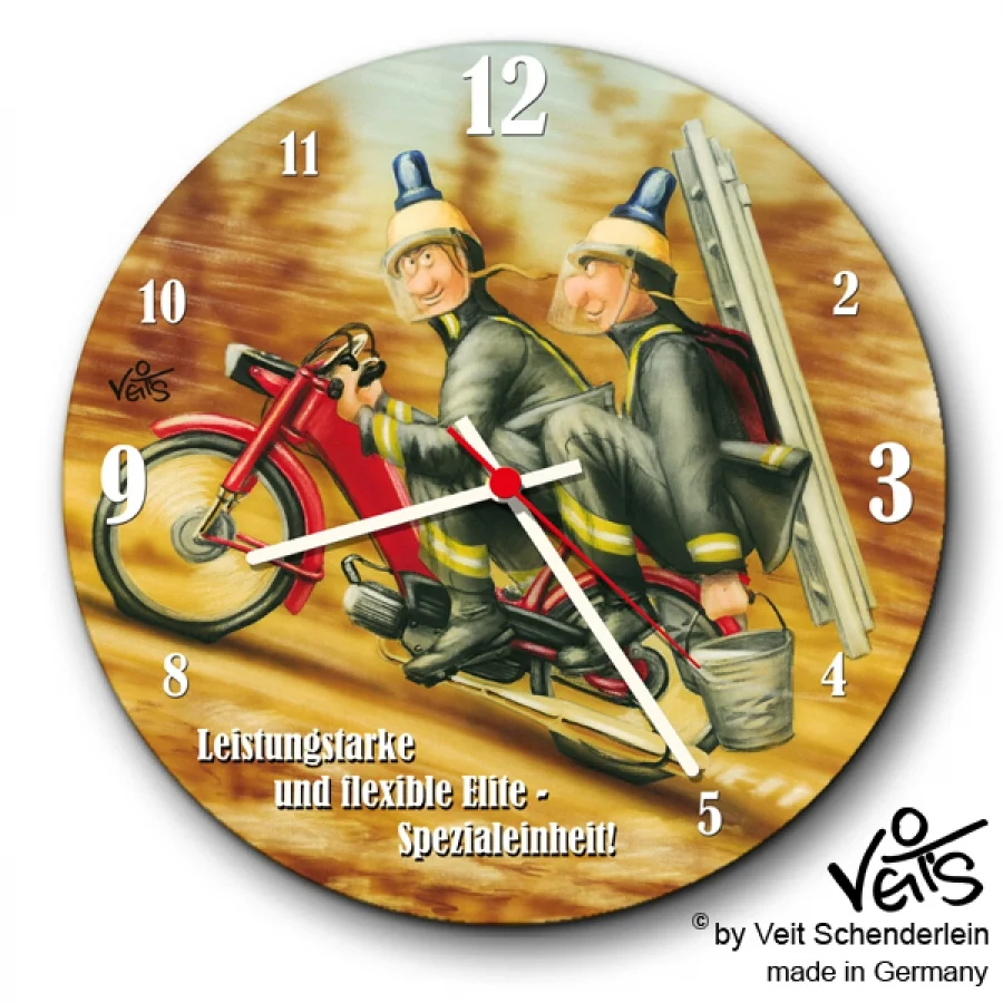 Wanduhr rund, Lustige Uhr, Küchenuhr, Veit`S Gute Laune Uhr Feuerwehr - Elite Spezialeinheit