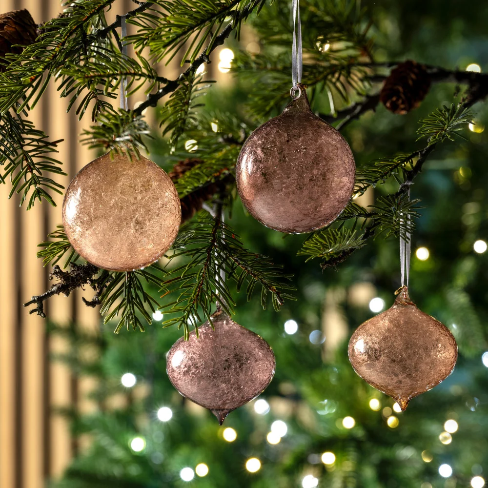 Weihnachtsbaumkugeln AUTENTICO 4er-Set 8 cm • LEONARDO