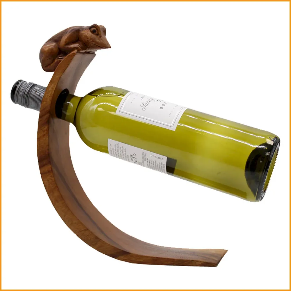 WEINFLASCHENHALTER aus hochwertigem Holz - Frosch