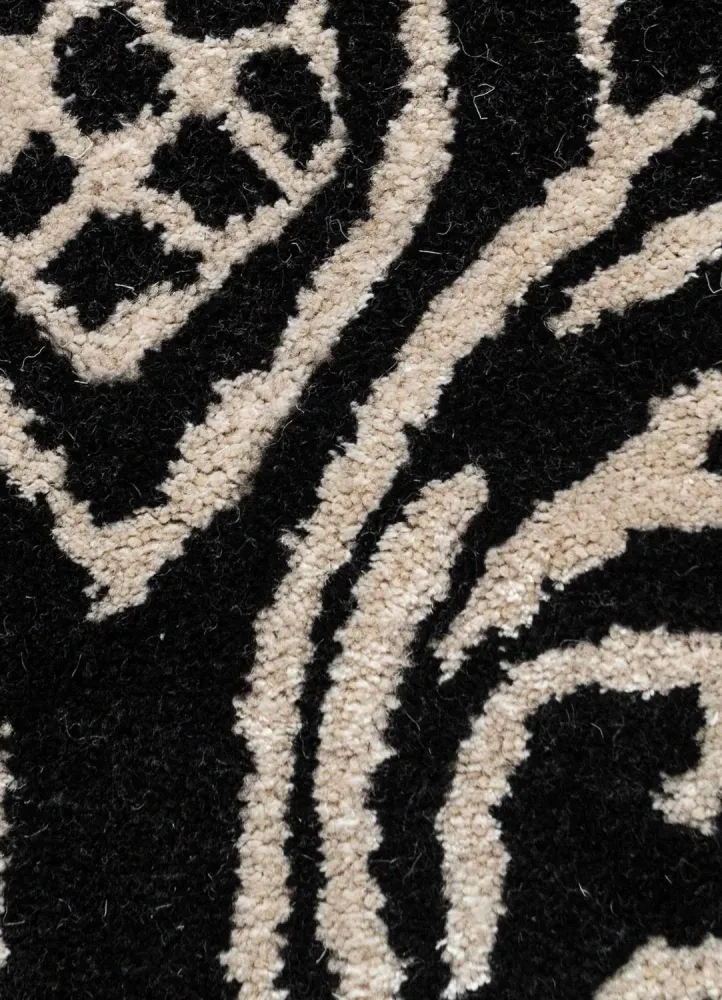 Wollteppich - 240 x 150 cm - schwarz-weiß