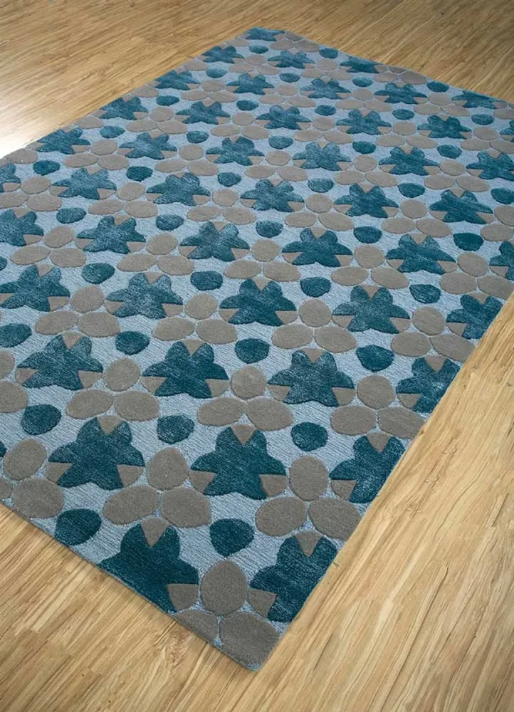 Wollteppich - 240 x 170 cm - blau