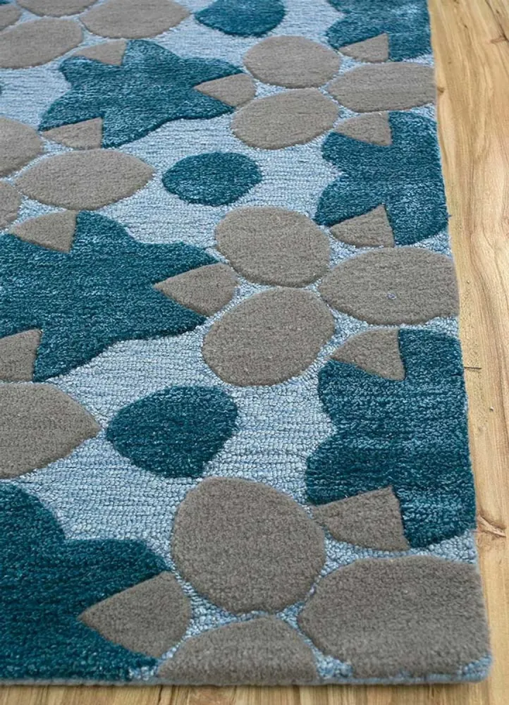 Wollteppich - 240 x 170 cm - blau