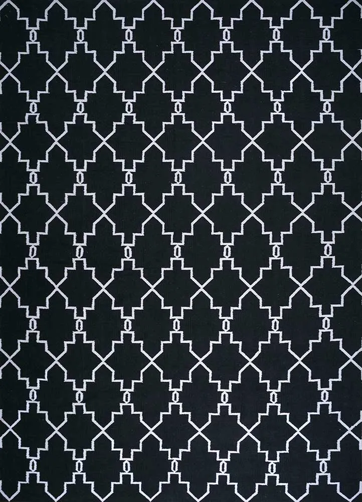 Wollteppich - 375 x 270 cm - schwarz-weiß