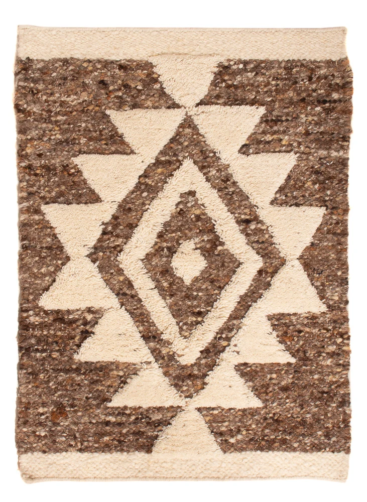 Wollteppich - 90 x 60 cm - dunkelbeige