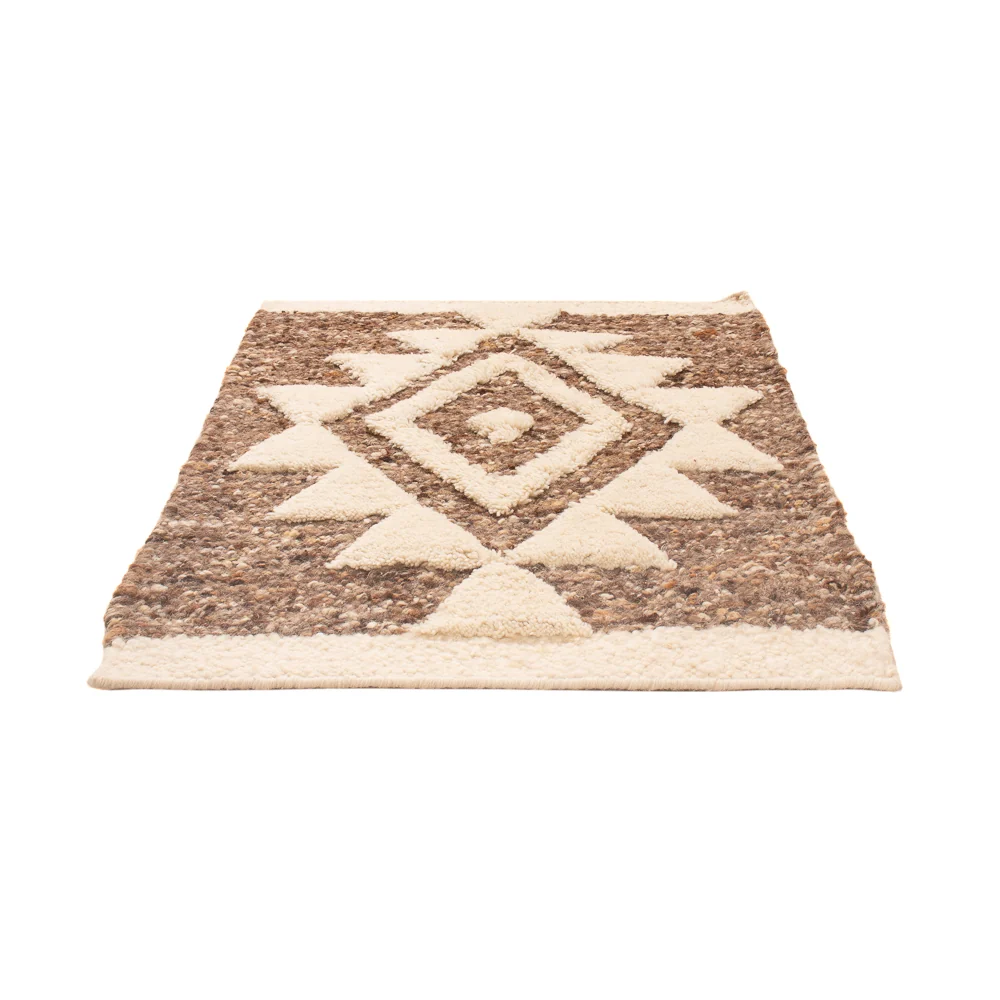 Wollteppich - 90 x 60 cm - dunkelbeige