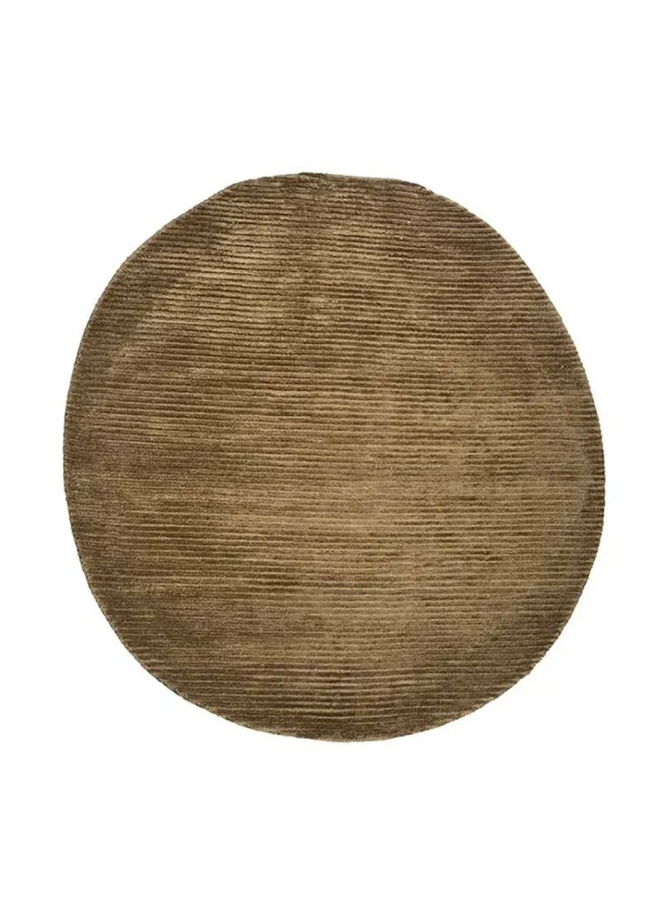 Wollteppich sonderform - 210 x 165 cm - dunkelbeige