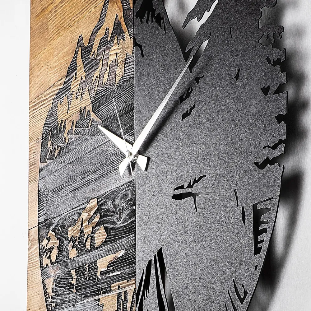 Wooden Clock 19 Wanduhr - Walnuss Schwarz