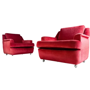 2er Set Mid Century Vintage Sessel rot samt retro