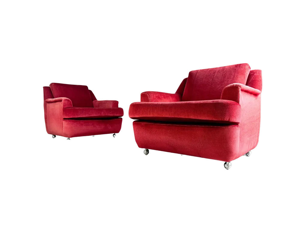 2er Set Mid Century Vintage Sessel rot samt retro