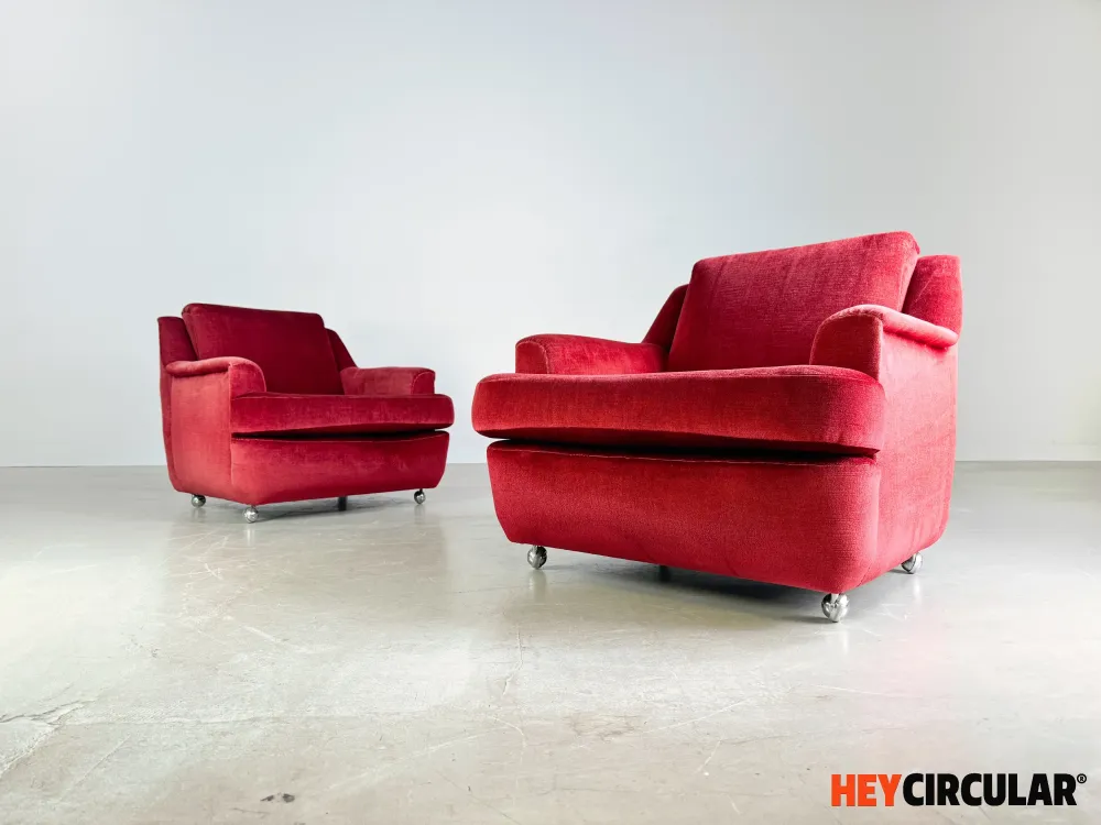 2er Set Mid Century Vintage Sessel rot samt retro