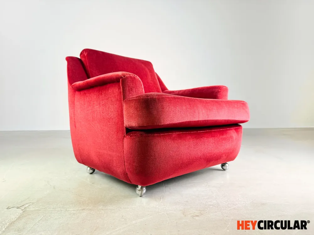 2er Set Mid Century Vintage Sessel rot samt retro
