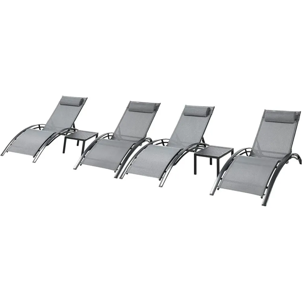 Aluminium Sonnenliege XXL Set mit Beistelltisch und