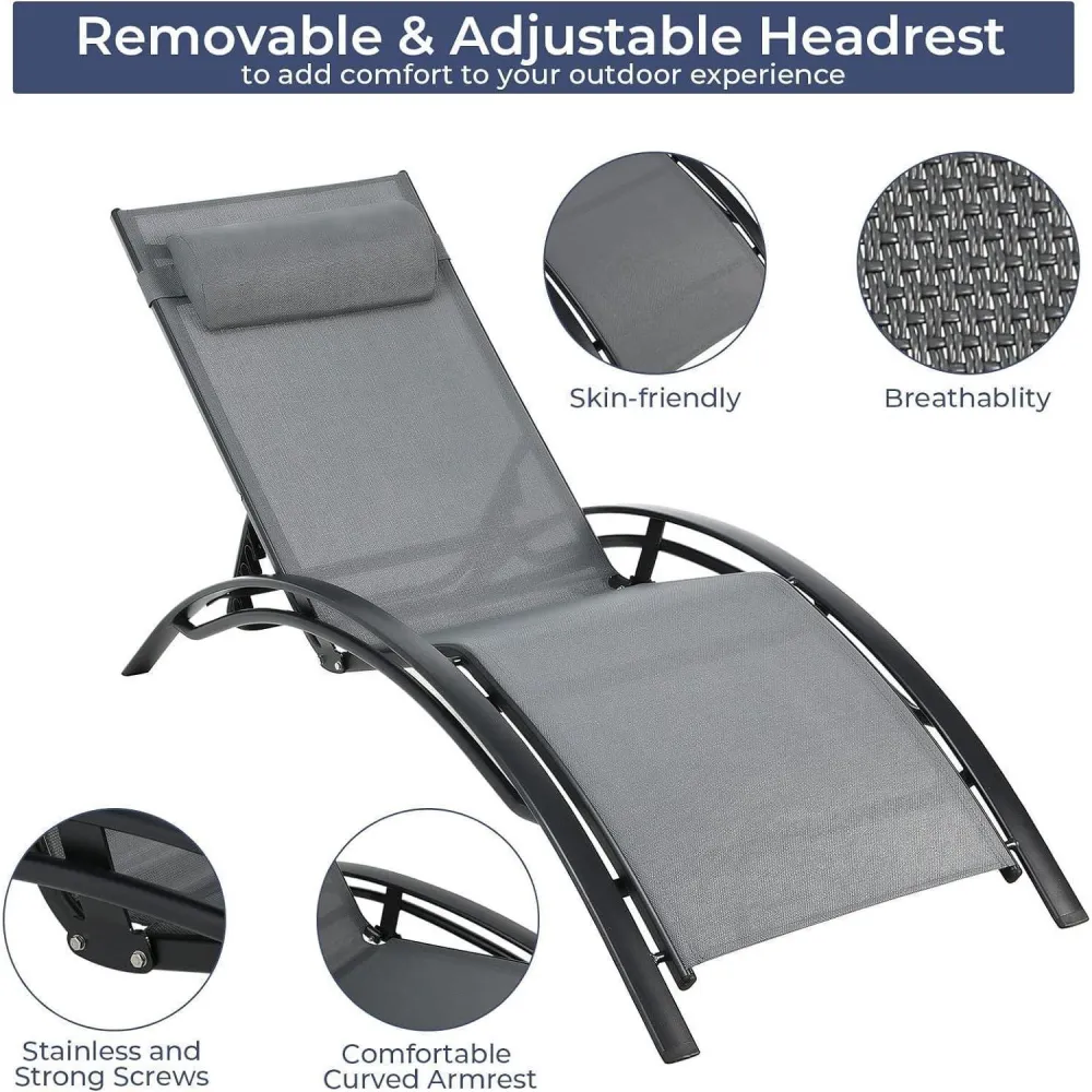 Aluminium Sonnenliege XXL Set mit Beistelltisch und
