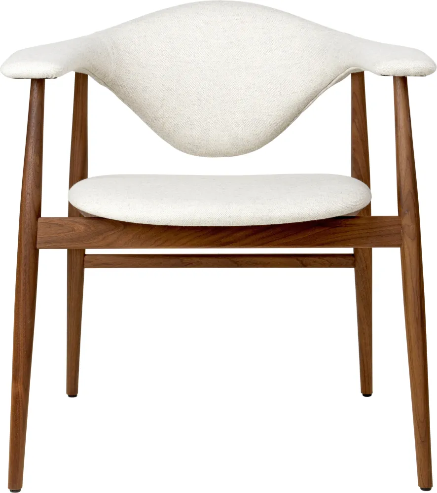 Beiger MASCULO Sessel mit Nussbaumfuß
