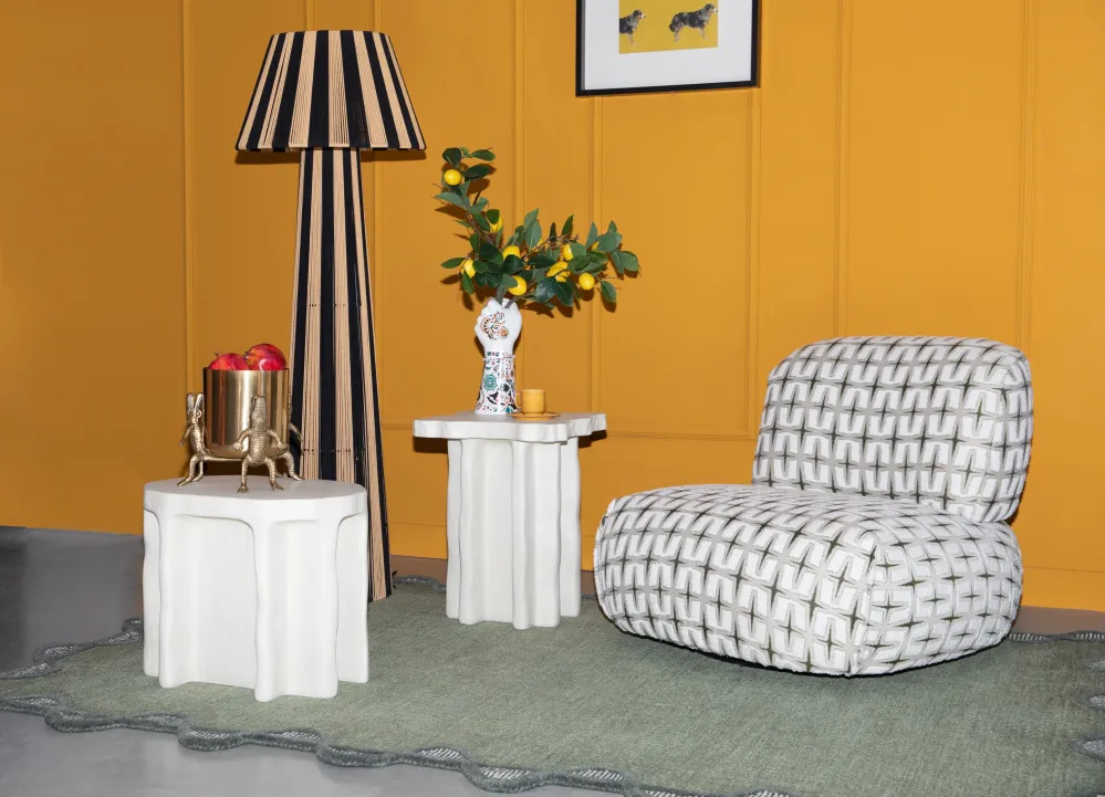 Beiger RITZ Sessel mit geometrischem Muster