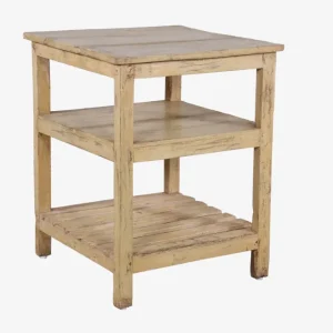 Beistelltisch aus beigem Teakholz im Vintage-Stil, 79 x 62 cm, Nr. 89