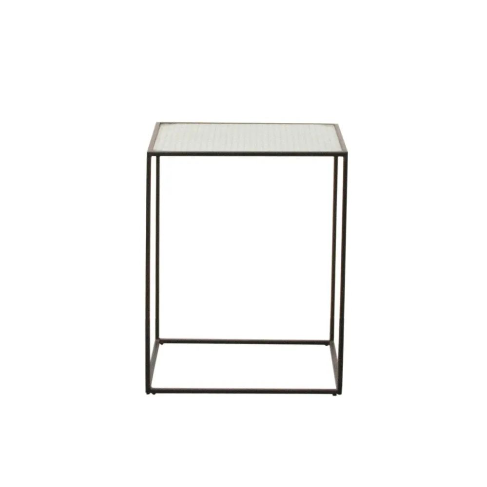 Beistelltisch aus Glas - Annaliz - Glas/Schwarzes Metall - 40×40×50cm