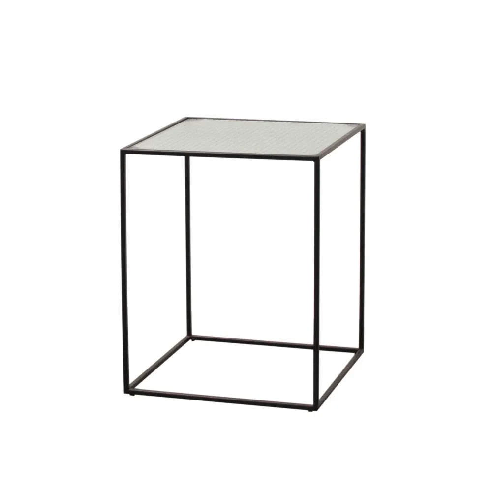 Beistelltisch aus Glas - Annaliz - Glas/Schwarzes Metall - 40×40×50cm