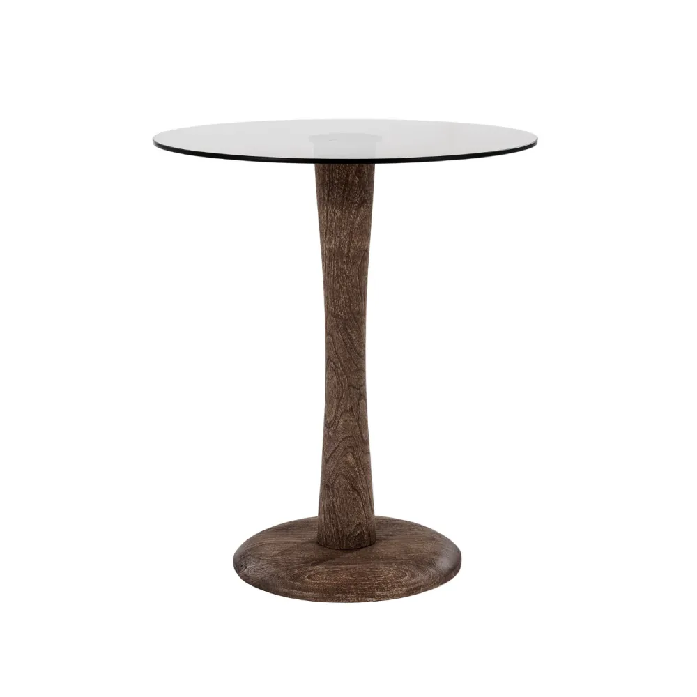 Beistelltisch BOOGIE Glas und Mangoholz