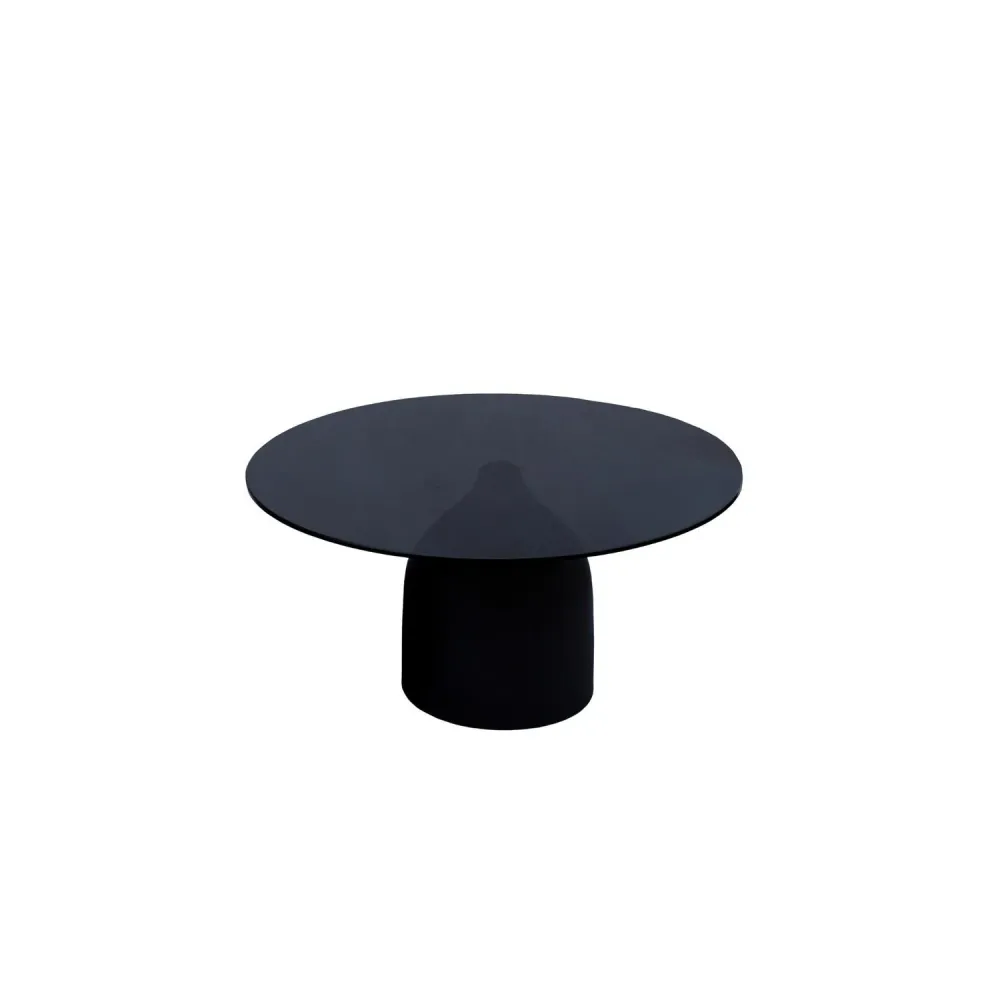 Beistelltisch Isa mit Glasplatte Ø70cm - Schwarz