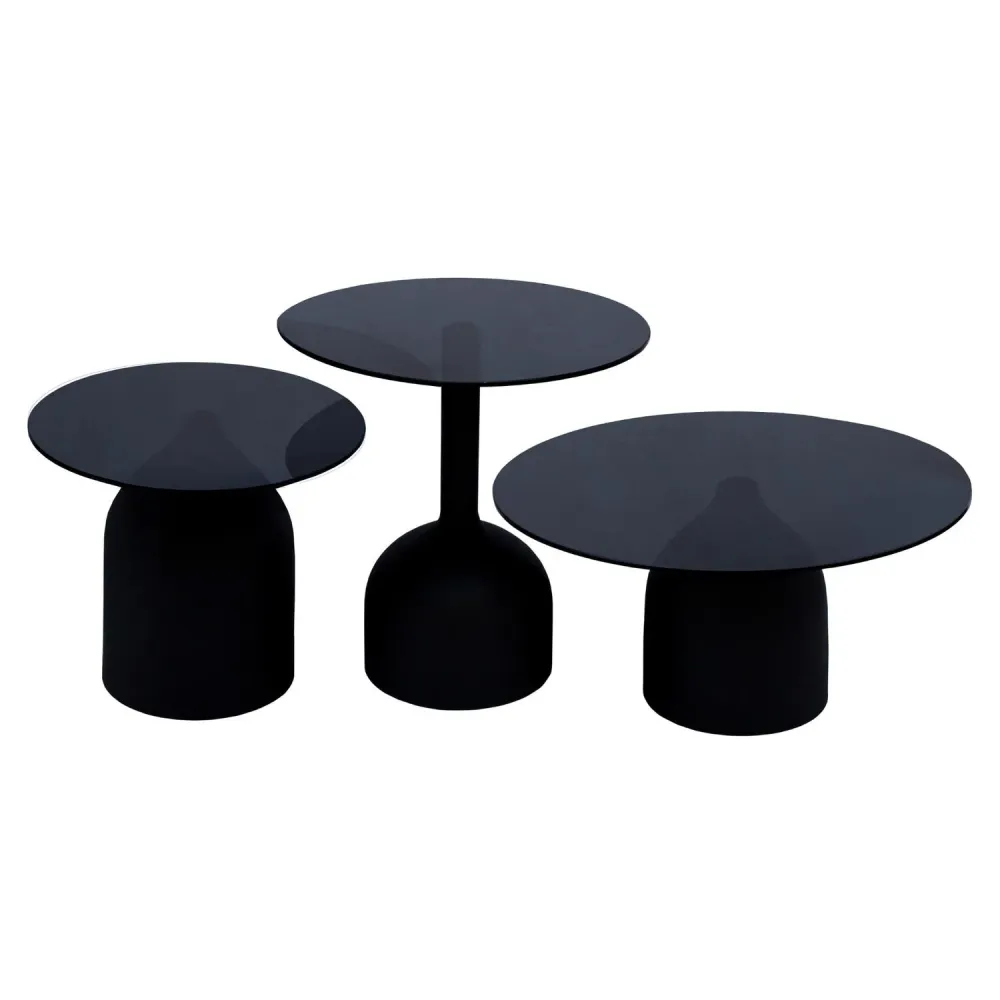 Beistelltisch Isa mit Glasplatte Ø70cm - Schwarz