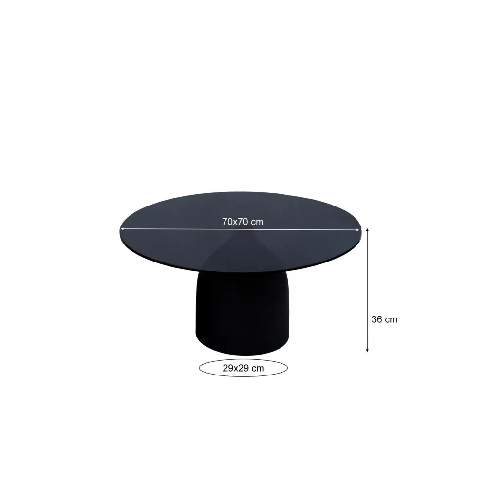 Beistelltisch Isa mit Glasplatte Ø70cm - Schwarz