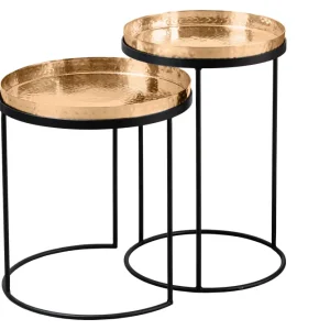 Beistelltisch Jura 2er Set gold Tablett