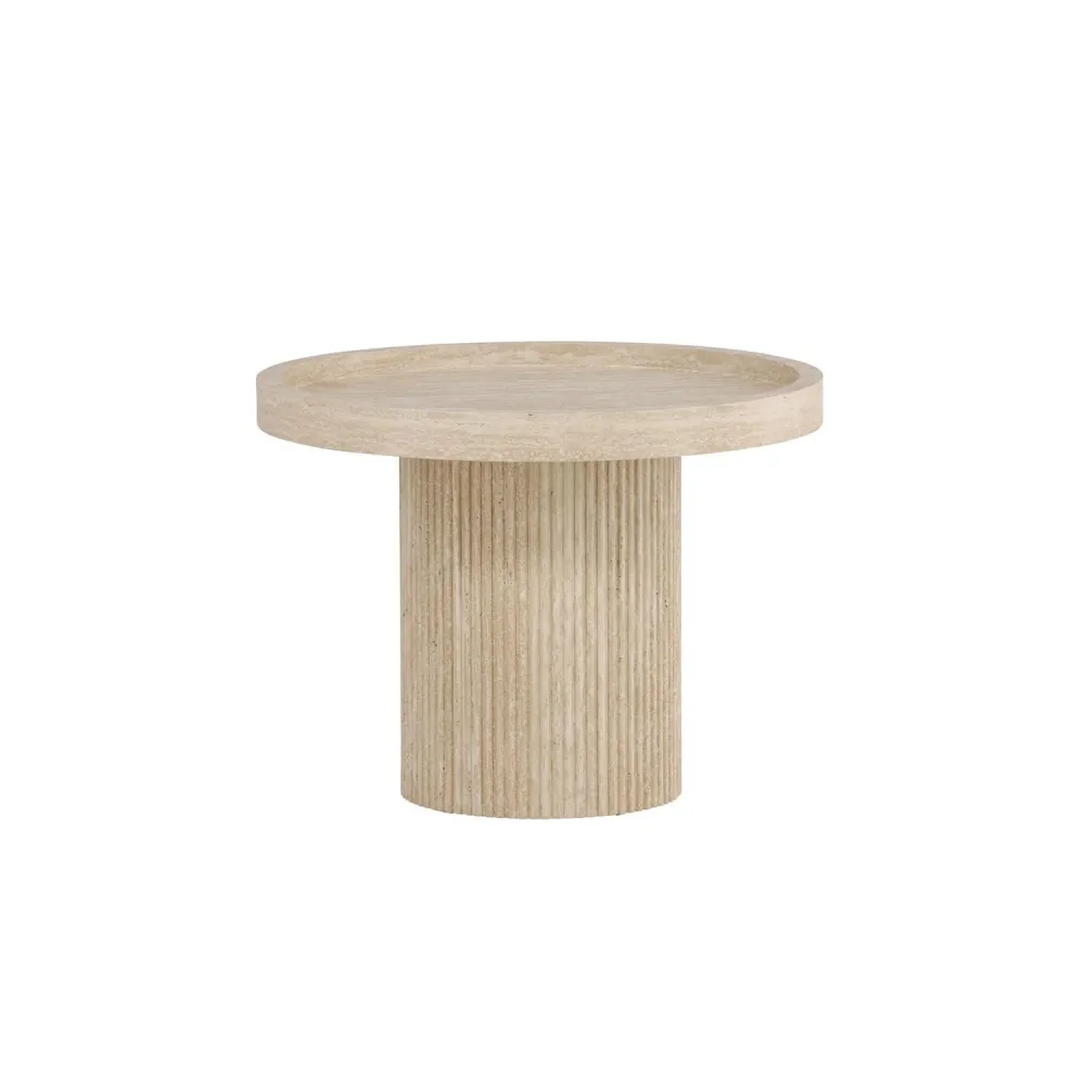 Beistelltisch Krille Ø60cm Travertin-Optik - Beige