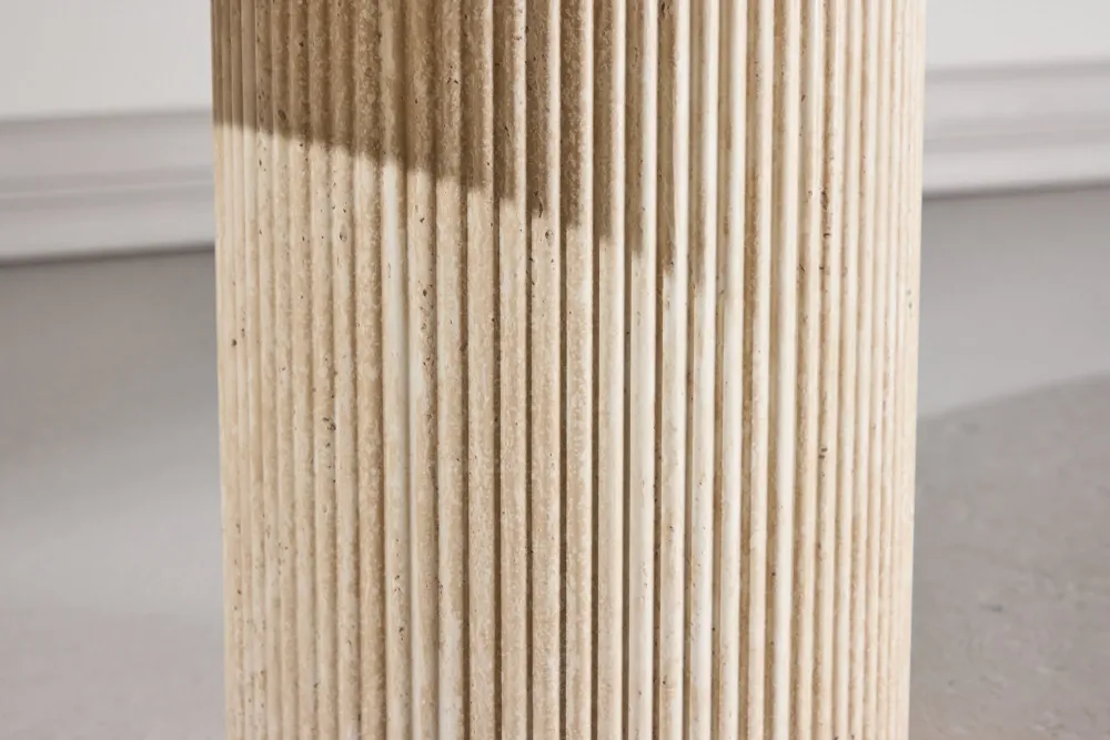Beistelltisch Krille Ø60cm Travertin-Optik - Beige