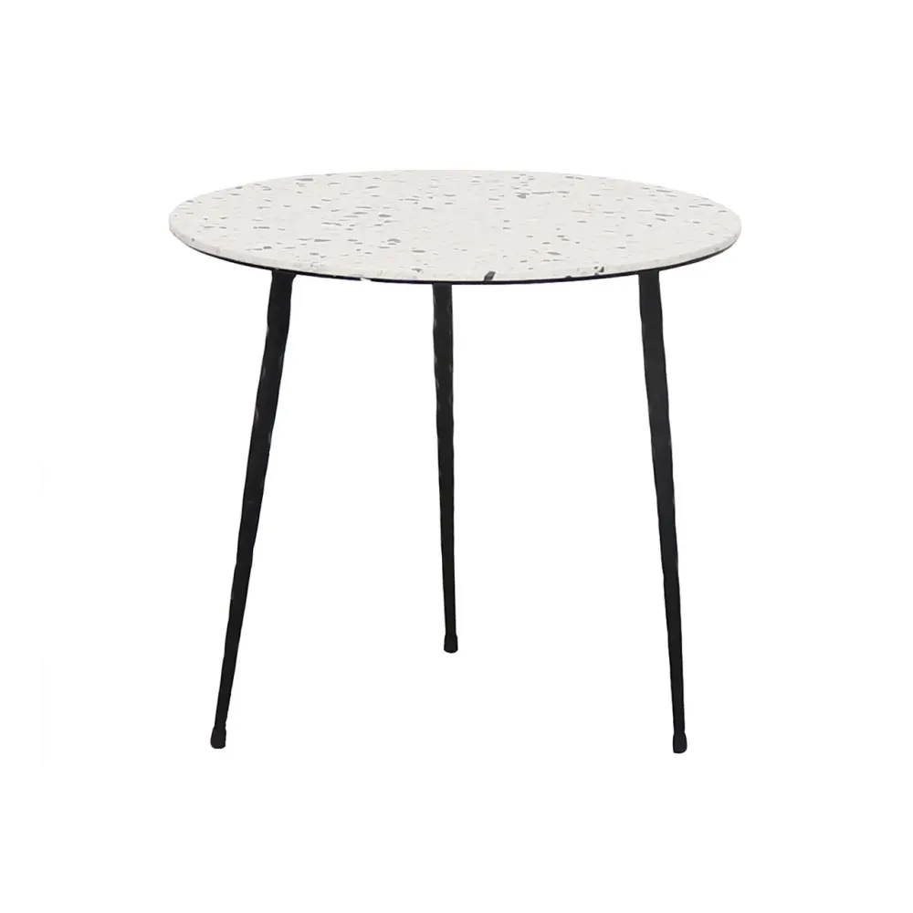 Beistelltisch Mauritz - Schwarz/Weißer Terrazzo - 40×40×40cm
