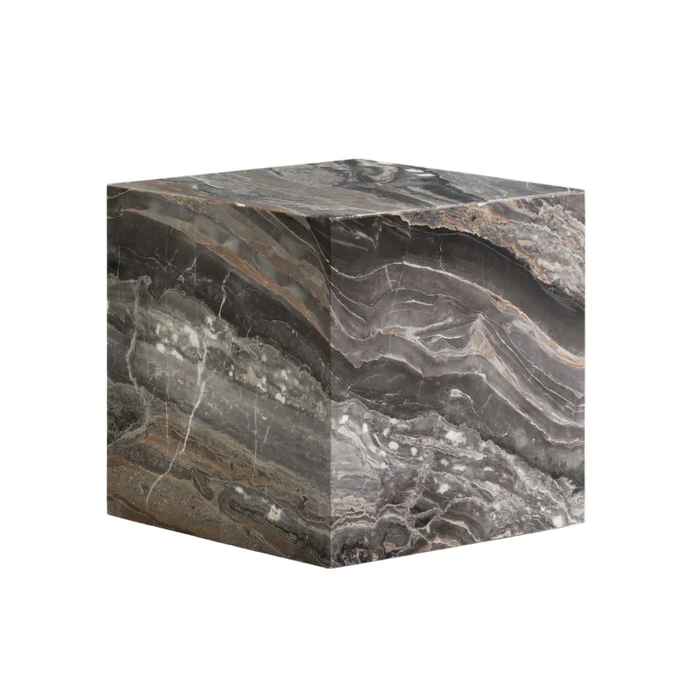 Beistelltisch PLINTH CUBIC grauer Marmor