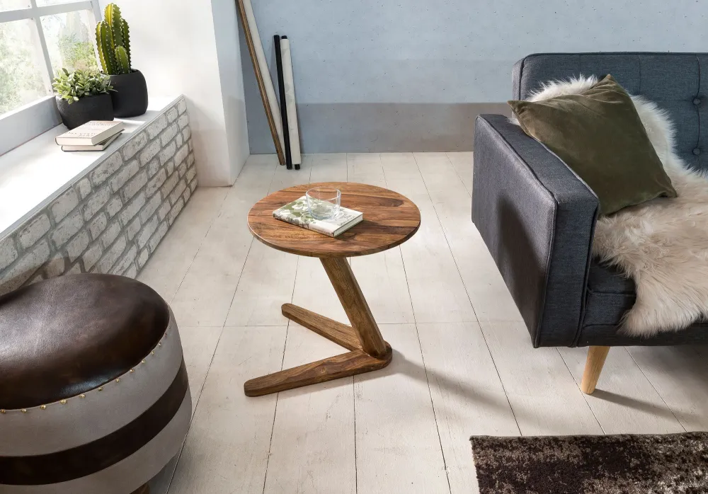 Beistelltisch – Rund Massivholz 50 cm Höhe