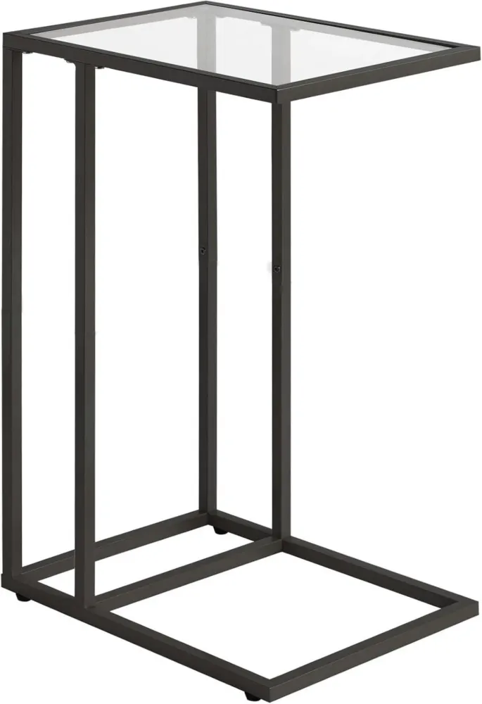 Beistelltisch Schwarz Glastisch Metallgestell Hartglas