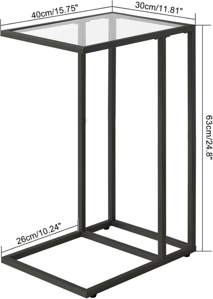 Beistelltisch Schwarz Glastisch Metallgestell Hartglas