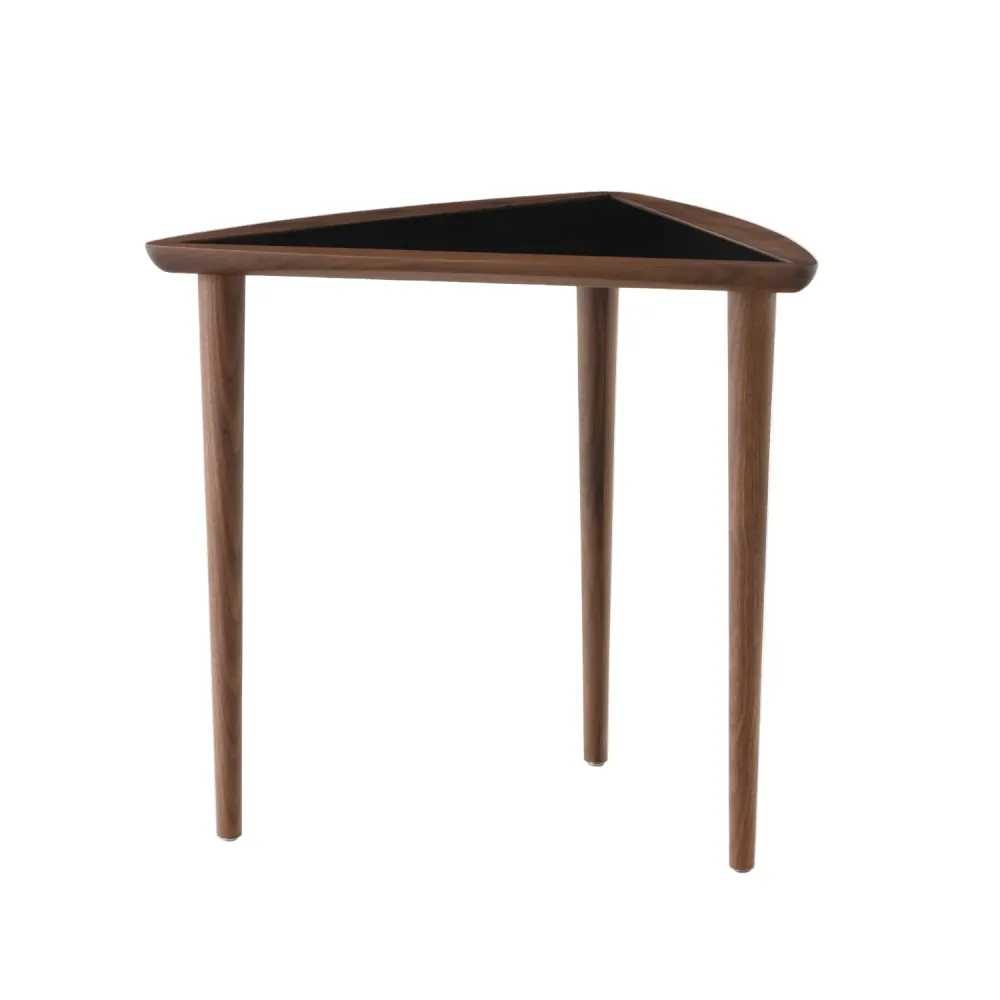 Beistelltisch UMANOFF NESTING aus Nussbaumholz mit schwarzer Tischplatte