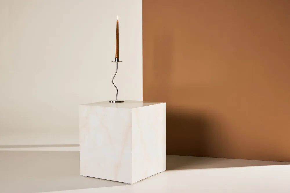 Beistelltisch York 40*40cm Marmoroptik - Hellgelb