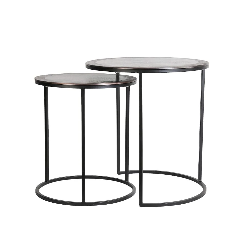 Beistelltisch-Set TALCA antik Kupfer+schwarz, Ø50x52 cm