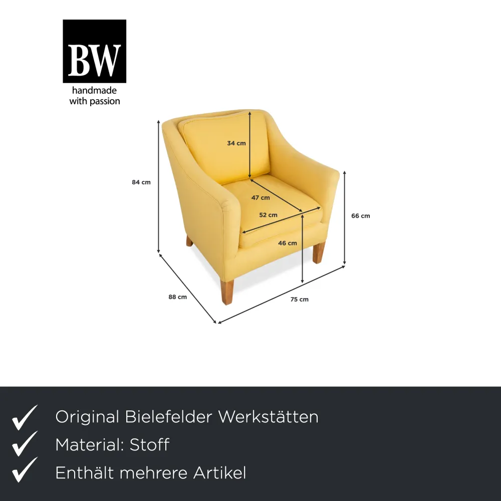 Bielefelder Werkstätten Stoff 2x Sessel Gelb