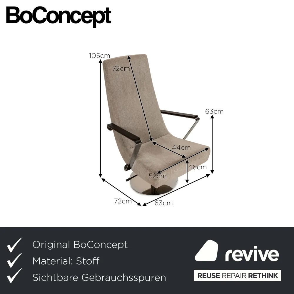 BoConcept Aero Stoff Sessel Hellgrau manuelle Funktion