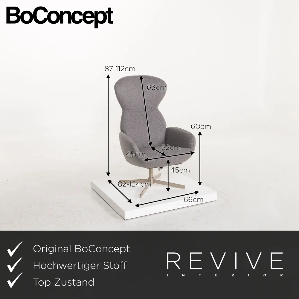 BoConcept Athena Stoff Sessel inkl. Hocker Grau Relaxsessel Funktion Relaxfunktion #12859