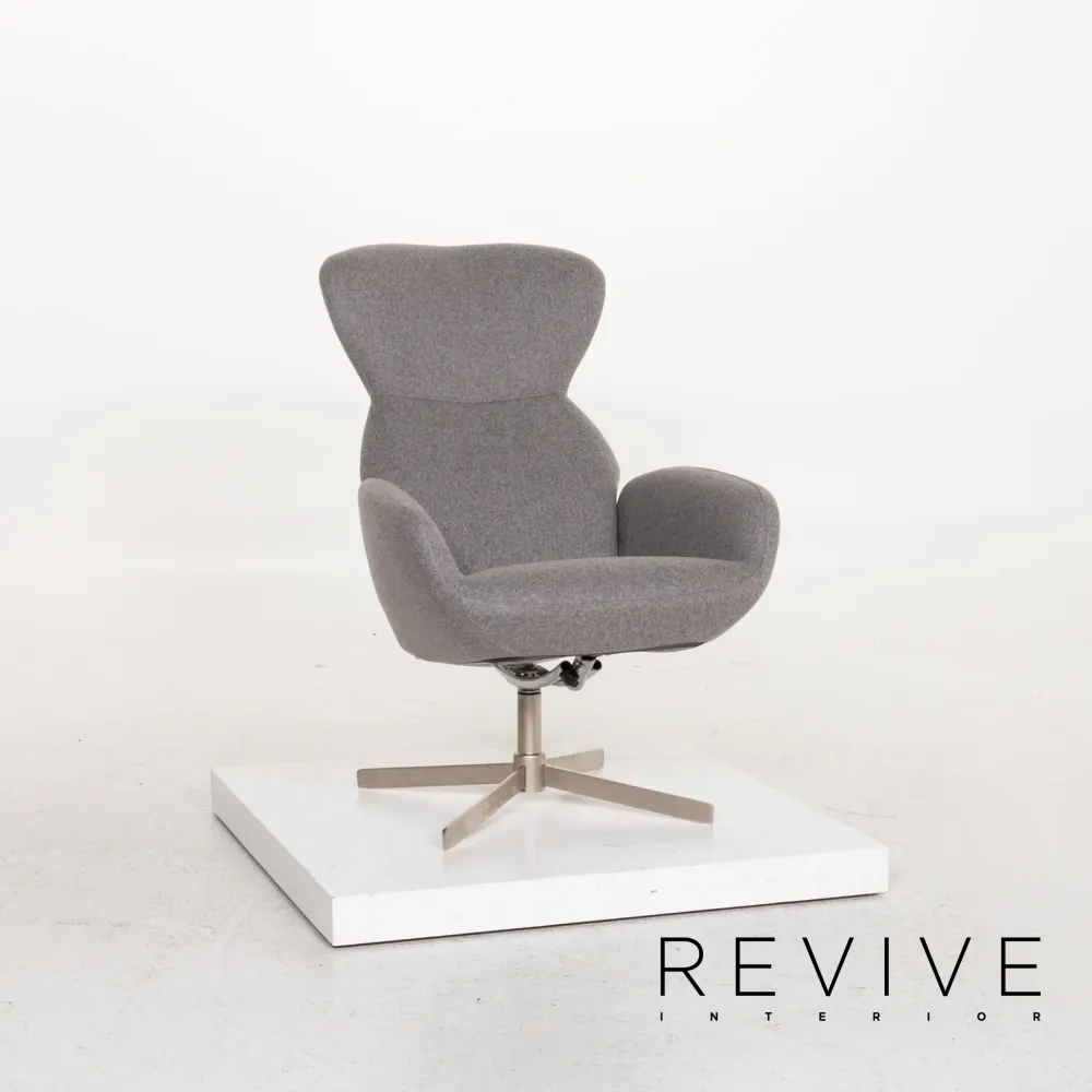 BoConcept Athena Stoff Sessel inkl. Hocker Grau Relaxsessel Funktion Relaxfunktion #12859